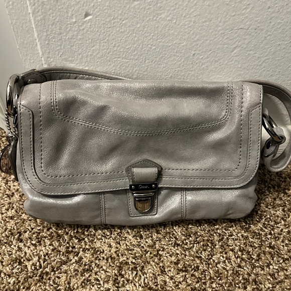 Silver Coach Layla Leather Handbag - Picture 1 of 8